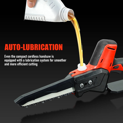 8 Inch Cordless Electric Chainsaw Portable Handheld with Brushless Motor Rechargeable Battery and Auto Oiler