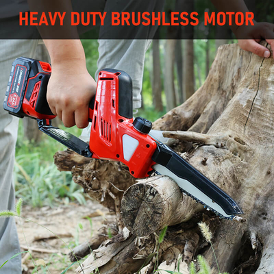 8 Inch Cordless Electric Chainsaw Portable Handheld with Brushless Motor Rechargeable Battery and Auto Oiler